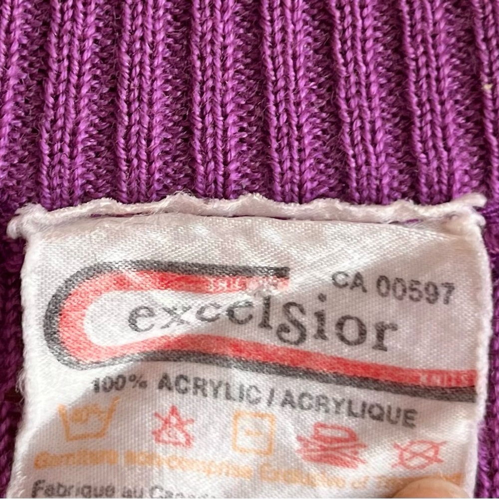 Excelsior Vintage 90s Purple Lace Collar Purple Knit Sweater Size Small Medium - Picture 5 of 6